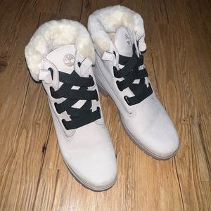 Super comfortable light pink timbs!